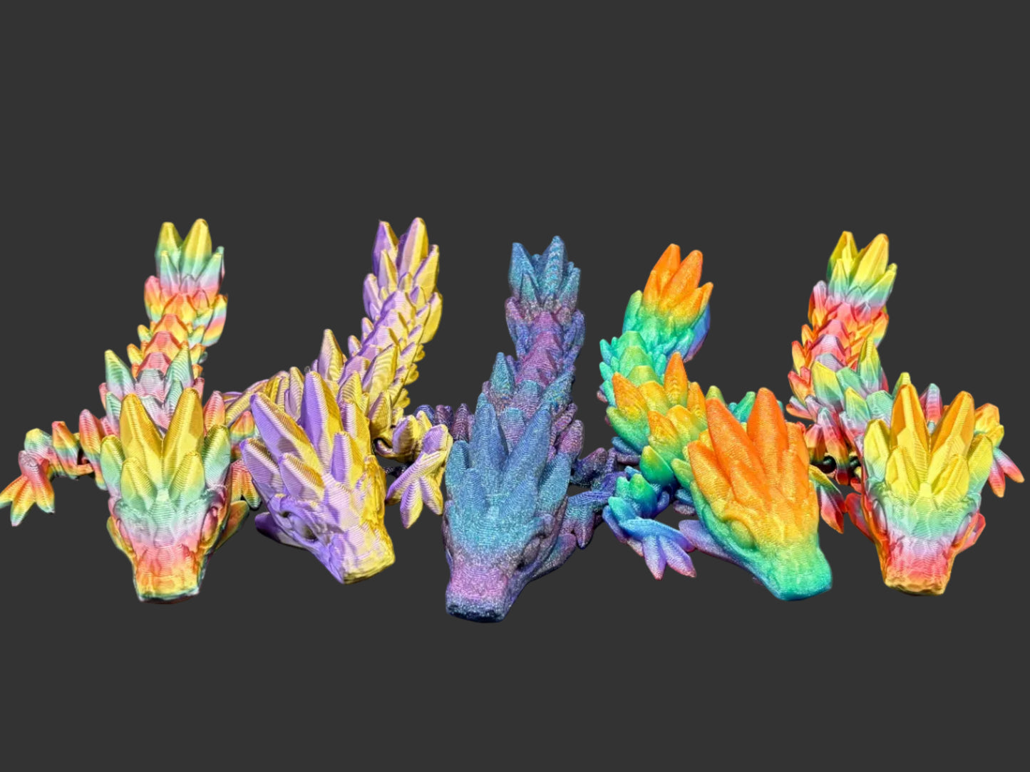 Articulated 3D printed Gemstone Dragon Figurines
