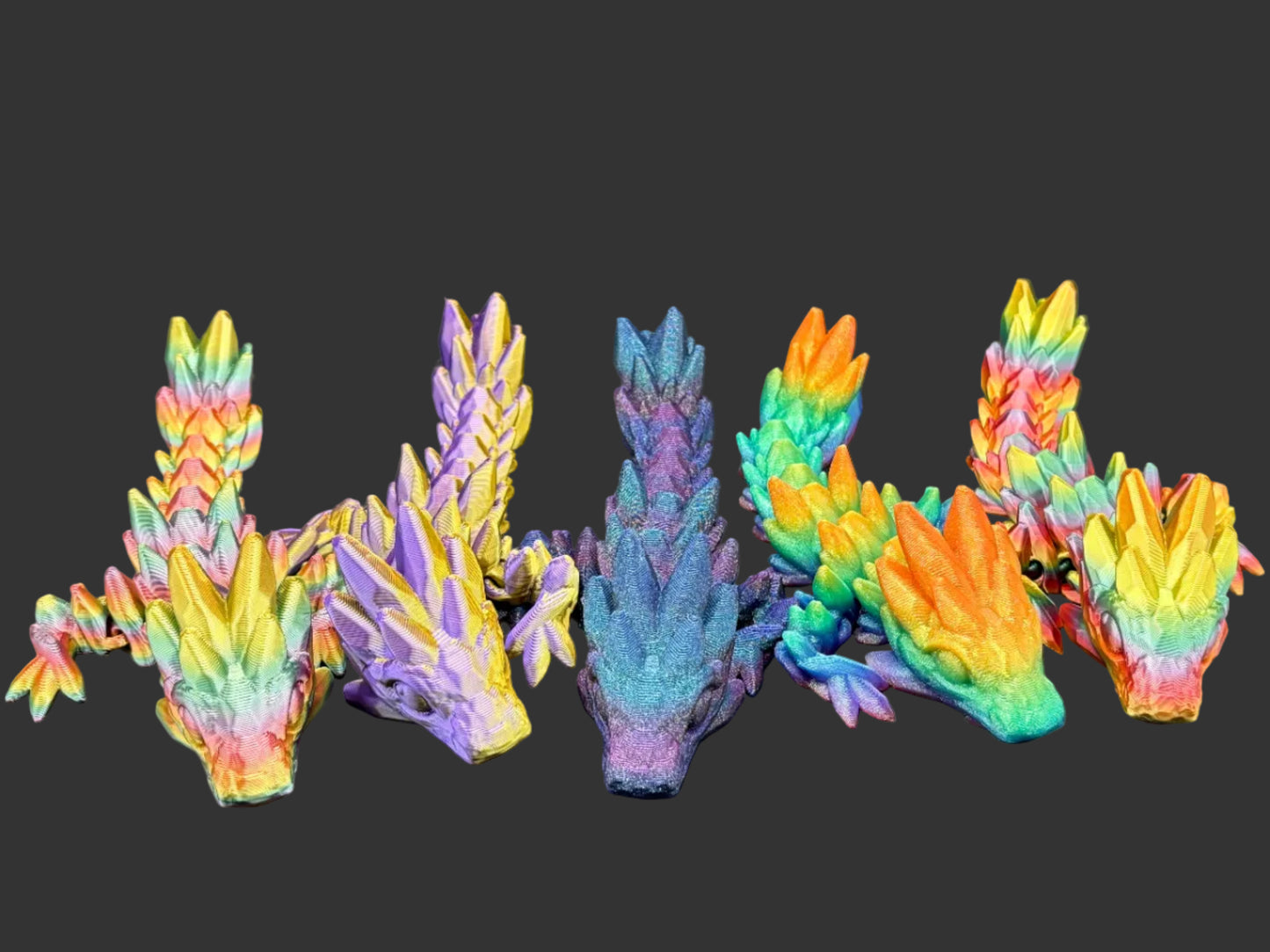 Articulated 3D printed Gemstone Dragon Figurines