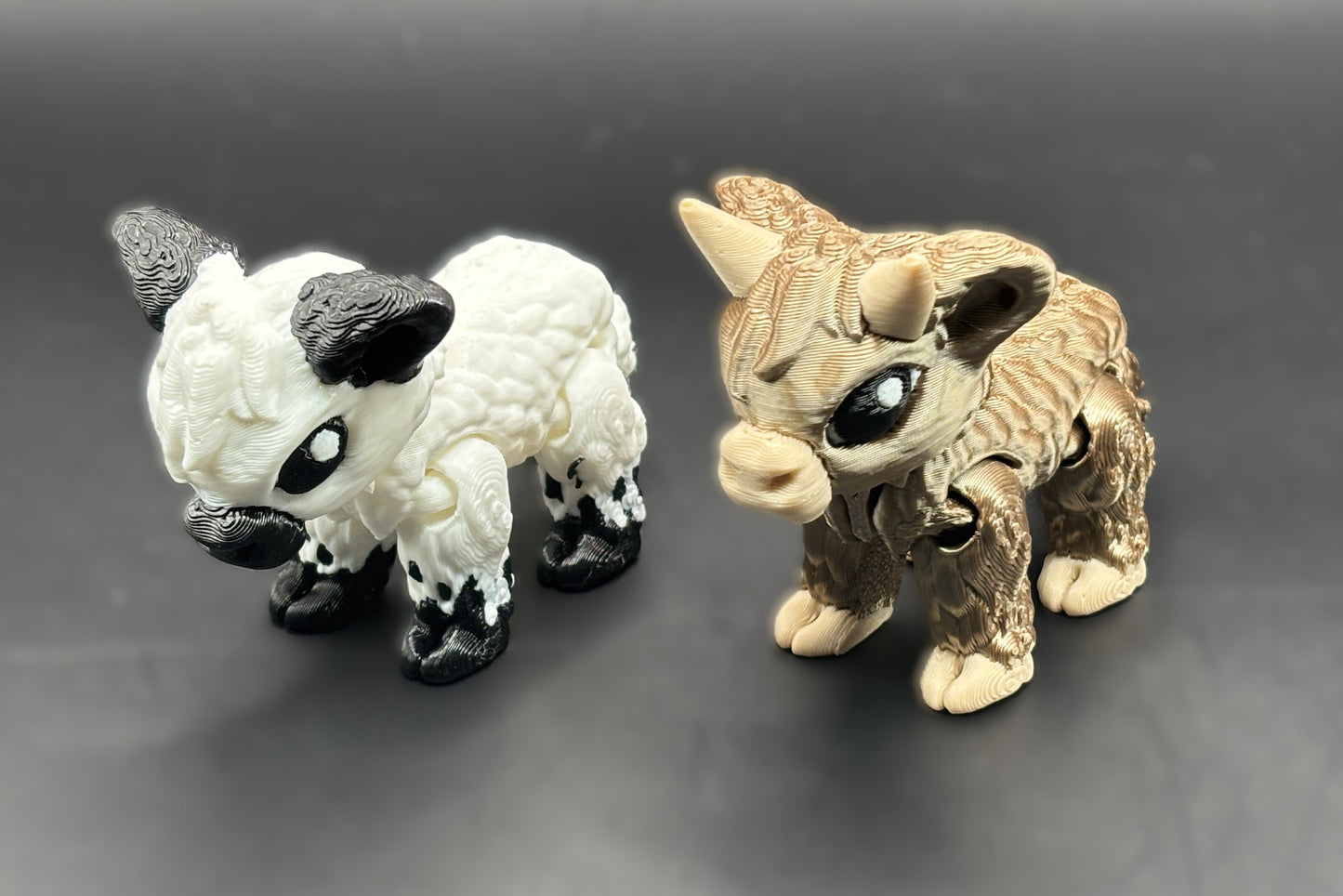 Articulated 3D printed Highlander Cattle Figurines