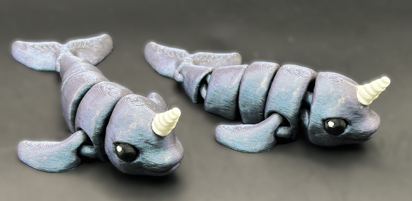 Articulated 3D printed Narwhal Figurine
