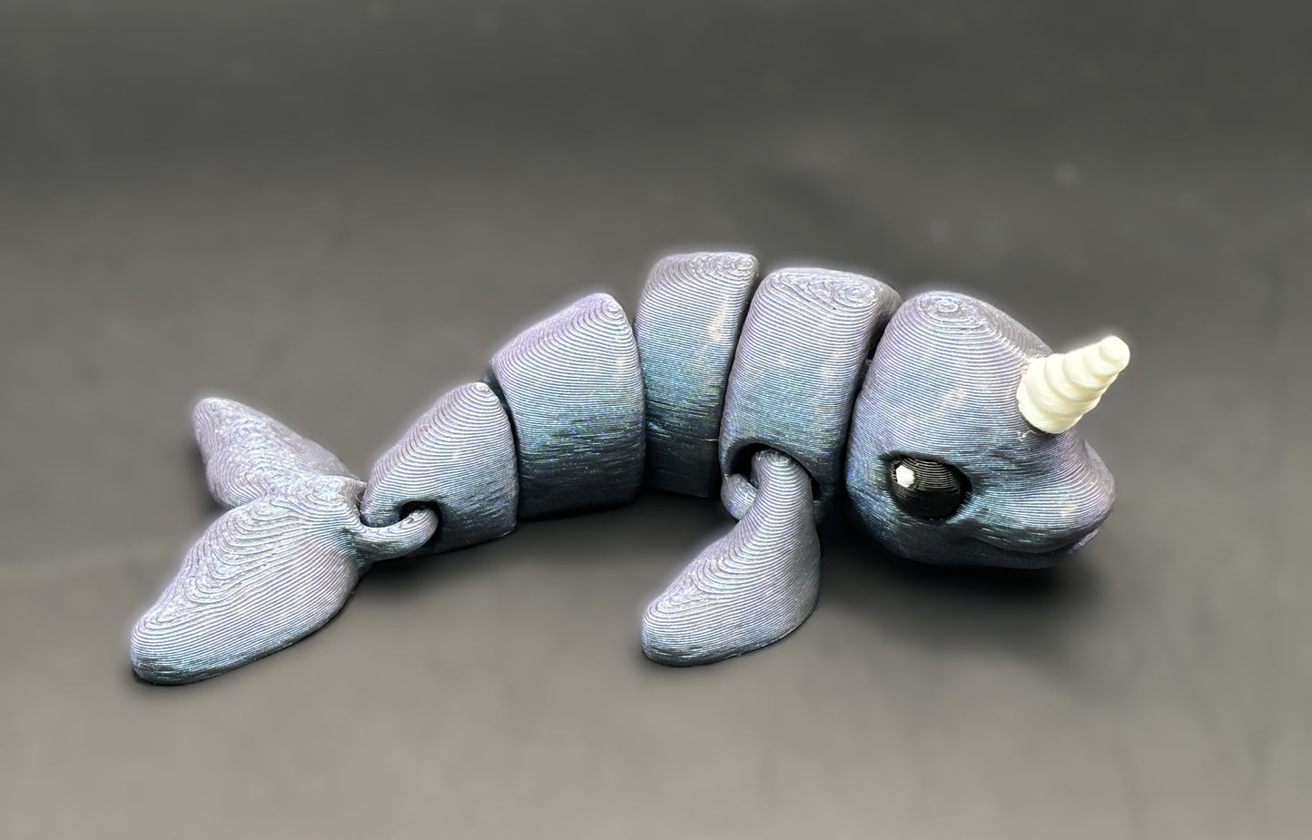 Articulated 3D printed Narwhal Figurine